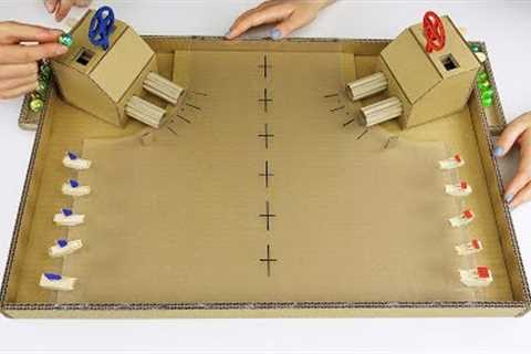 DIY Warship Battle Marble Board Game from Cardboard at Home
