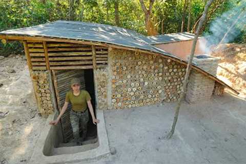 Crafting Complete Reconstruction a DUGOUT Shelter With Grass roof &amp; Fireplace - Bushcraft earth ..