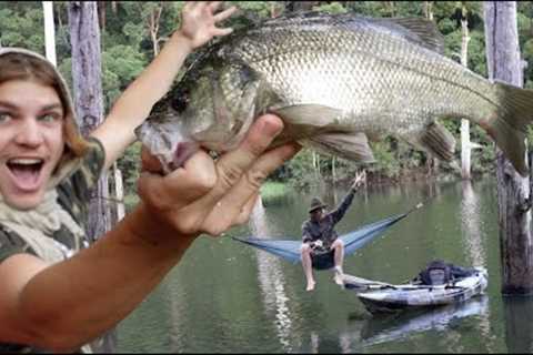 Surviving 24 hours on a KAYAK - Eating Only What I Catch! (Fishing Catch and Cook)