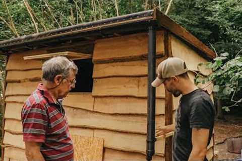 Building a Clay Chimney Fireplace in the Woods: Off Grid Cabin Build