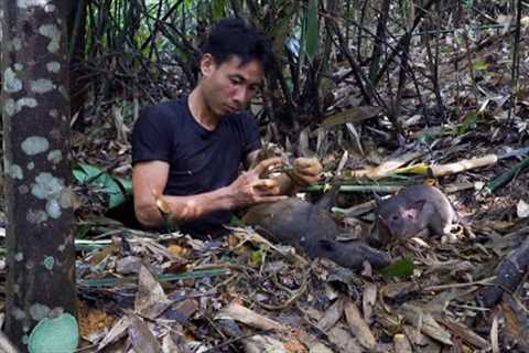 Survival Skills In The Rainforest, Bushcraft Survival, Primitive skills - Boar Trap #8