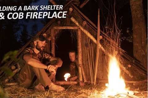 Building a Bushcraft Survival SHELTER with FIREPLACE