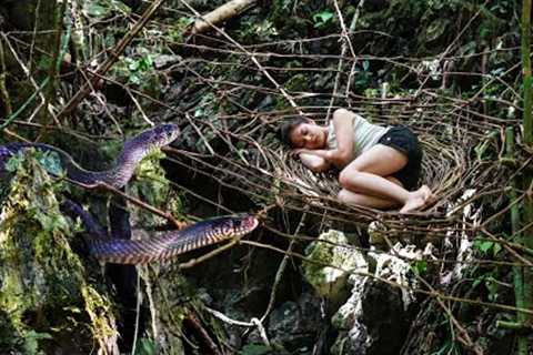 Girl Weaving Spider Web - Suddenly Attacked By Snakes / Bushcraft &amp; Survival P.3
