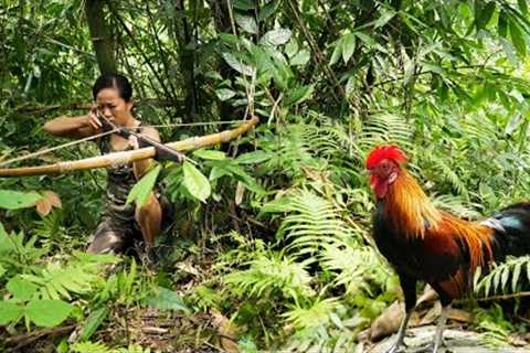 Persevering in Hiding Under the Bushes - Shooting Wild chickens/ Bushcraft &amp; Survival Part 7