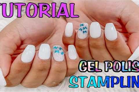 HOW TO APPLY GEL POLISH ON NATURAL NAILS,WITH NAIL STAMPLING DESIGNS.