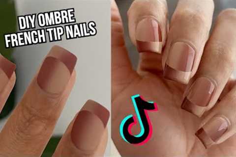 NEW VIRAL TIKTOK NAIL TREND AT HOME | ombre nail art French manicure tutorial | fall nails 2022