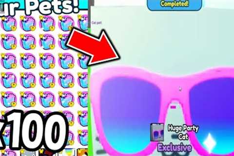 OPENING 100 ANNIVERSARY GIFTS for HUGE PARTY CAT PETS in Pet Simulator X