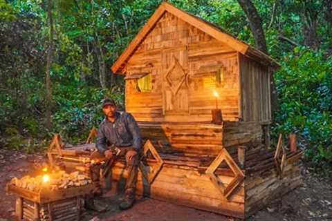 Building Bushcraft The Wood Abandoned Log Cabin, [Start To Finished]