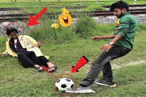 fake football kick prank ;; football scary prank   gone wrong reaction prank 2022