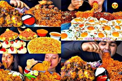 ASMR EATING SPICY MAGGIE MASALA NOODLES WITH EGGS | INDIAN FOOD MUKBANG|FoodShood|