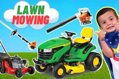 Lawn Mowers for Kids | Weed Eater &amp; Leaf Blower | Yardwork for Kids | Power Tools | Fun Pretend ..