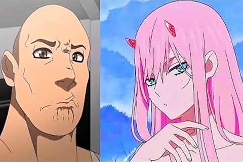 The Rock reacts to Anime Characters : (the rock eyebrow raise)