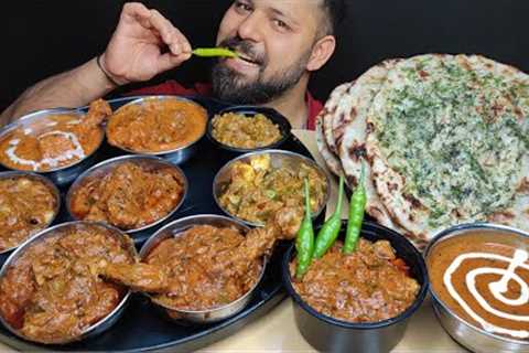 HANDI CHICKEN, BUTTER CHICKEN, CHANA MASALA, DAL MAKHANI, BUTTER NAAN EATING | Non Veg Food Mukbang