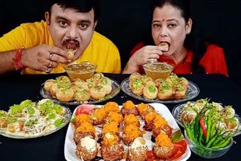 SPICY🔥🌶 INDIAN STREET FOOD PANI PURI/GOLGAPPA/PUCHKA DAHI PURI CHOCOLATE PANI PURI EATING..