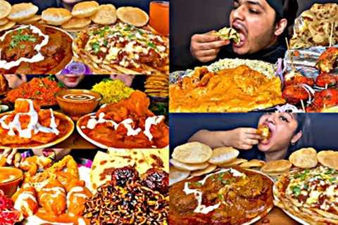 ASMR EATING BUTTER CHICKEN, PANEER TIKKA, PURI, NAAN | BEST INDIAN FOOD MUKBANG|FoodShood|