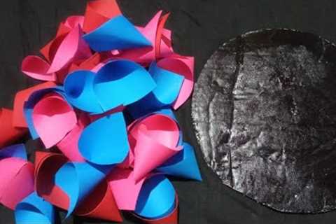 Amazing cardboard wallhanging craft ideas / Easy color paper wallhanging craft / cardboard reuse..