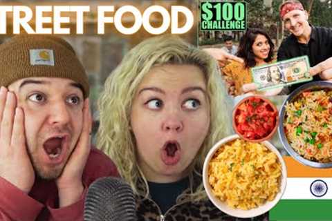 INDIAN Street Food $100 CHALLENGE in MUMBAI! | COUPLE REACTION VIDEO