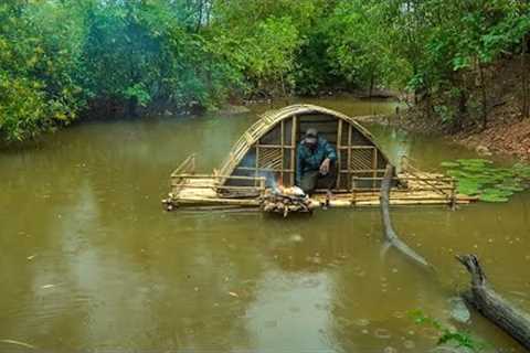 Bushcraft Camping The Shelter Floating On The River Around Mountain Overnight