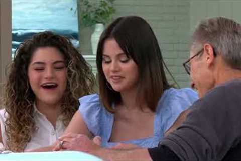 Selena Gomez trying to move and open a wheel of Parmigiano Reggiano - Selena + Chef Season 4 Episode