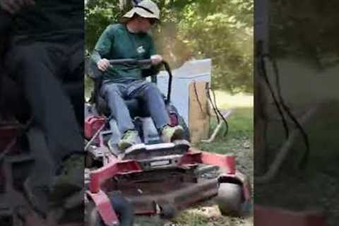 Lawn Mower Hits Something While Mowing Around Washing Machine