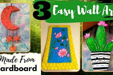 3 Easy Wall Art with Cardboard / Upcycling Home Decor ideas/Home Decor Ideas/Creative Art and  Craft