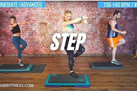 INTERMEDIATE TO ADVANCED STEP AEROBICS WORKOUT // 136-140 BPM #162