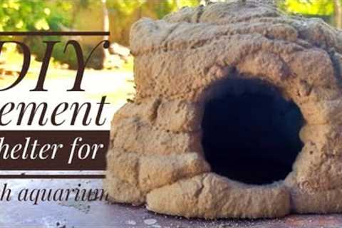 DIY cement shelter for fish aquarium | aquarium decoration | fish cave house | cement craft ideas |