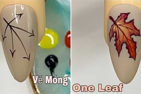 Easy One Leaf Nail Art For Beginner 💖Vẽ Móng💅 New Nails Design 💝 New Nails