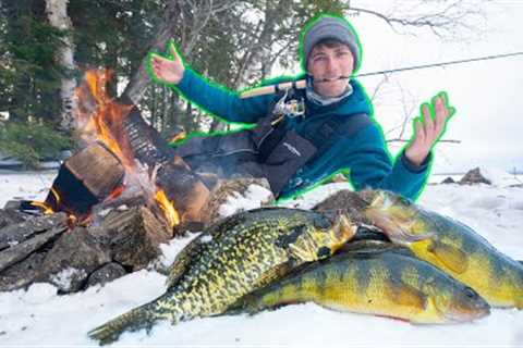 Backwoods CATCH N COOK On a Frozen Lake! (EASY Recipe)