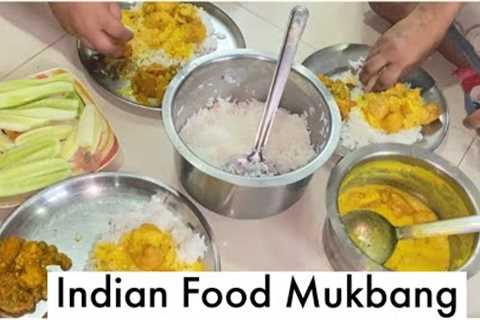 Indian Food Mukbang | ASMR Eating Show- Kadhi pakora, rice , mixveg desi food mukbang |Real Mukbang