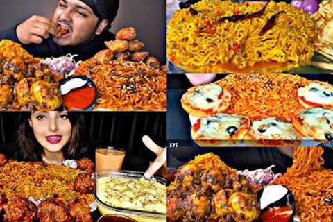 ASMR EATING SPICY MAGGIE MASALA NOODLES, CHICKEN LOLIPOP, EGGS| BEST INDIAN FOOD MUKBANG |FoodShood|