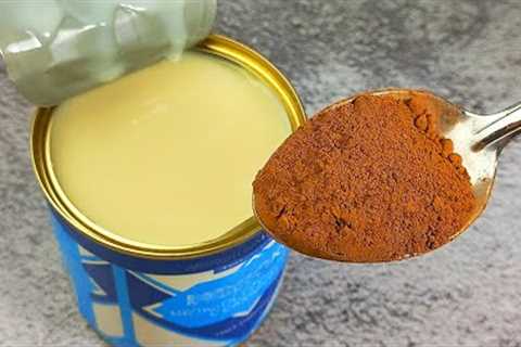 Whip condensed milk and cocoa! You will be amazed! Dessert in a minute. New recipe! Mix everything!