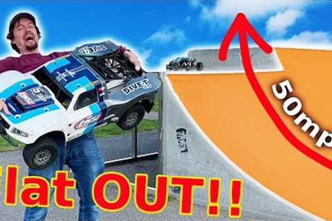 Worlds Biggest Petrol RC Car FLAT OUT jump