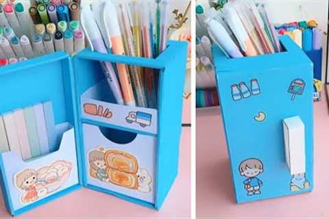 DIY DESK DECOR IDEAS FROM WASTE THINGS - DESK ORGANIZER FROM CARDBOARD | Back to School Supplies