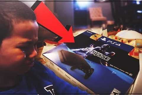 9 YEAR OLD BROTHER GETS A FAKE PS4 FOR CHRISTMAS PRANK! HE BROKE DOWN IN TEARS! *VERY EMOTIONAL*