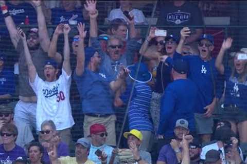 Home run in first career at-bat!! Dodgers' James Outman hits homer, family goes crazy in crowd!