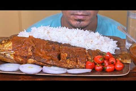 1.5 Kg Fish Masala With Extra Gravy, Rice, Red Chilli, Onion - BasAsmr Eating Show - Indian Food Eat