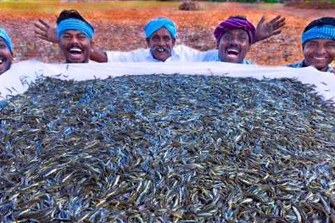 10 MILLION TINY FISHES | Ayira Meen | Rare River Fish Cleaning and Cooking In Village | Fish Recipes