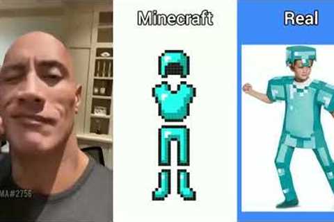 The rock reacts to Minecraft Irl