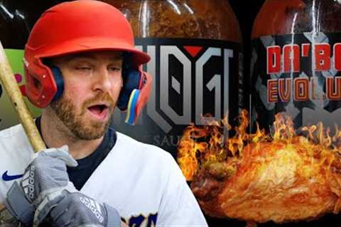 Pro Baseball Player Eats Hot Wings And Tries To Hit A Home Run
