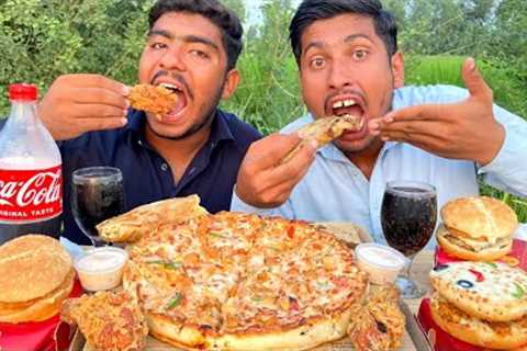 Eating Fast Food | Ghazi Extreme Pizza,Double Patty Burger,Pizza Burger,Chicken Drum | Mukbange Asmr