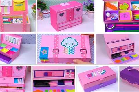 Ideas from cardboard and paper // 4 beautiful organizers and pencil cases for storing stationery