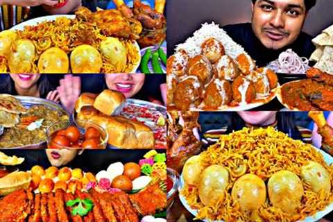 ASMR EATING BUTTER EGG CURRY, EGG BIRYANI, CHICKEN CURRY, FISH | BEST INDIAN FOOD MUKBANG|FoodShood|