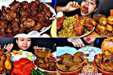 ASMR EATING SPICY CHICKEN KOSHA, EGG CURRY, DAB CHINGRI | BEST INDIAN FOOD MUKBANG/ASMR |FoodShood|