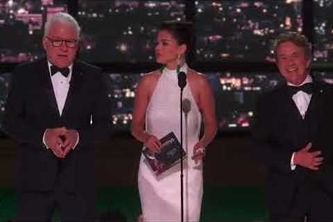 Selena Gomez with Steve Martin and Martin Short at the #Emmys2022.