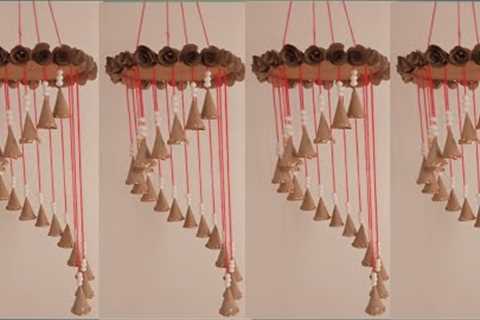 Cardboard paper jhumar, wall hanging craft ideas, easy and simple jhumar design, paper wall hanging