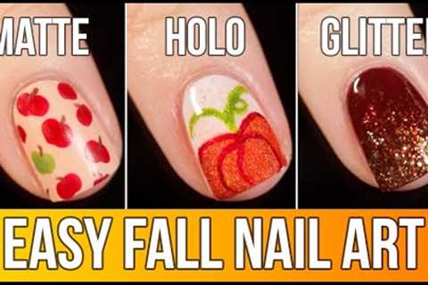 3 Easy FALL Nail Art Designs Tutorial (Matte, Holo, and Glitter!) || KELLI MARISSA