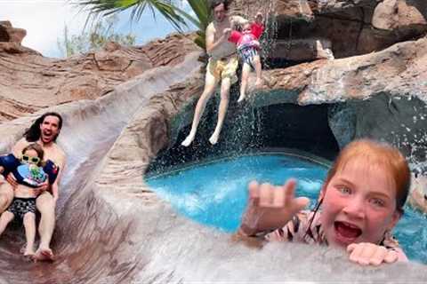 SWiM CAVE with WATERSLiDES!!  Hidden in Utah is our secret family spot! Spacestation Crew kids party