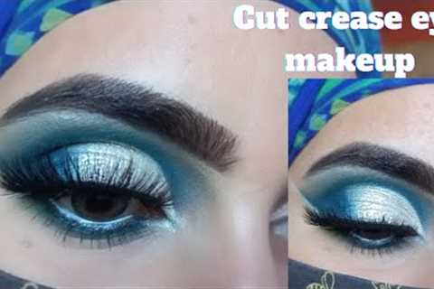 Acqua Blue Eye Makeup Tutorial |Cut Crease eyes|Step by Step for Beginners #blueeyemakeup#cutcrease