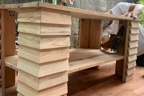 Creative Ideas Of Woodworkers // Coffee Table With Unique Design From Wood And Crayons